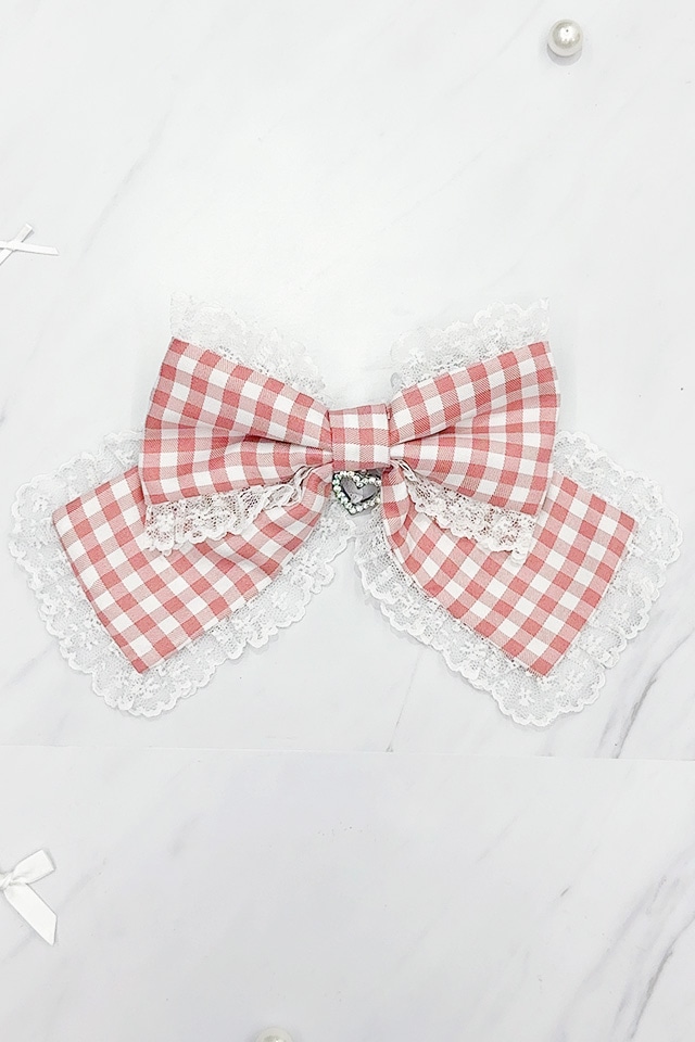 Princess Melody】ビッグりぼん×ビジューハートリングバレッタ - WHT