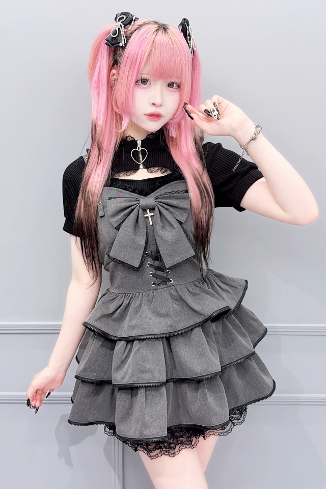 MA*RS】【2点SET】ZIPフリルキャミワンピース - グレー size-F | 地雷