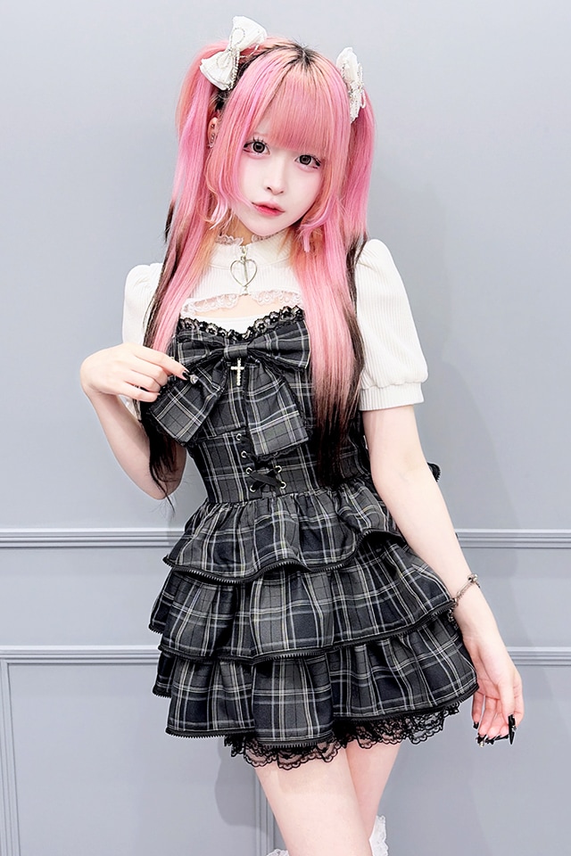 MA*RS】【2点SET】ZIPフリルキャミワンピース - BLK/ホワイト size-F