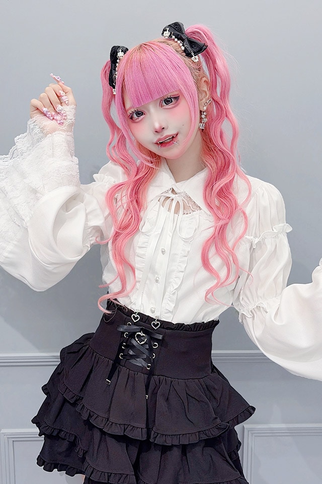 Me 様　フリルホワイト1点 MA*RS】レースフリル姫袖ブラウス - ホワイト size-F | 地雷系・量産型