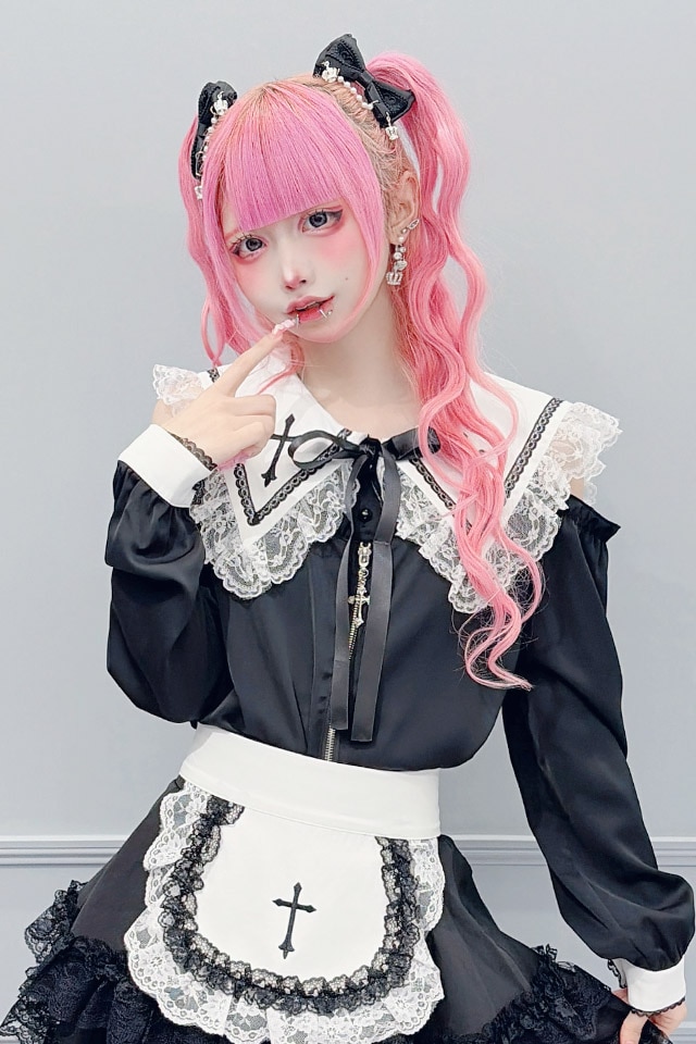 MA*RS】肩開きクロス刺繍ブラウス - ホワイト size-F | 地雷系・量産型