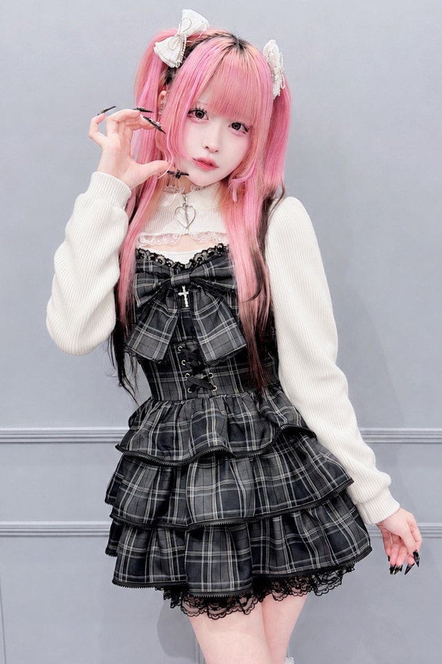 MA*RS】【2点SET】ZIPフリルキャミワンピース - BLK/ホワイト size-F