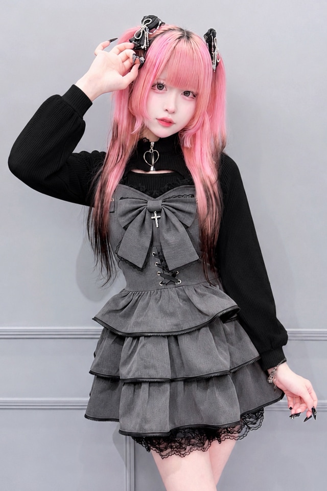 MA*RS】【2点SET】ZIPフリルキャミワンピース - グレー size-F | 地雷