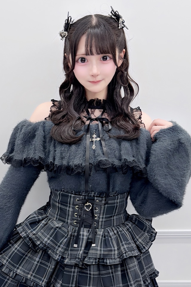 MA*RS】クロスチャーム付きオフショルニット - グレー size-F | 地雷系