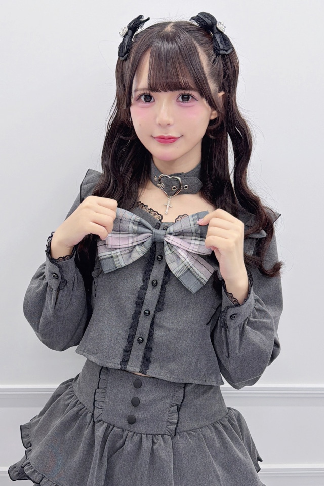 MA*RS】チョーカー付きスクエアネックブラウス - チャコールグレー