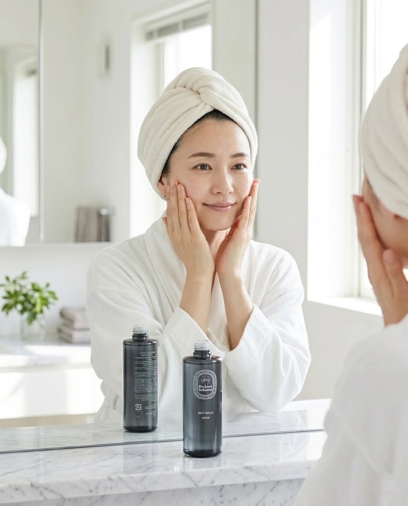 目立つ毛穴と保湿ケアのイメージ