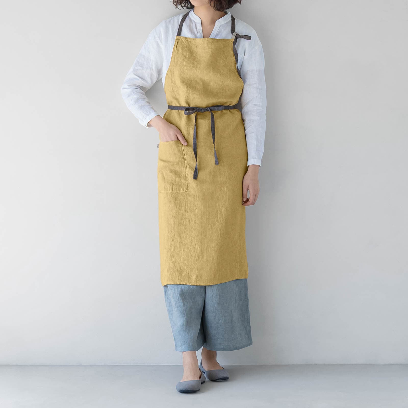 Lino e Lina リネンエプロン イエロー Lino e Lina ｜ 心地いいリネンのフルエプロン