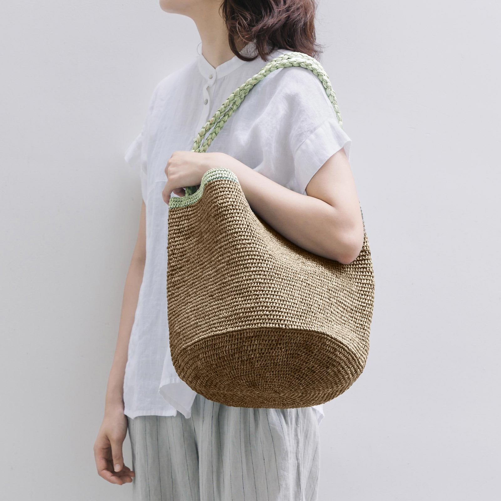 MOUMOUNE ラフィアバッグ Tea & Khaki