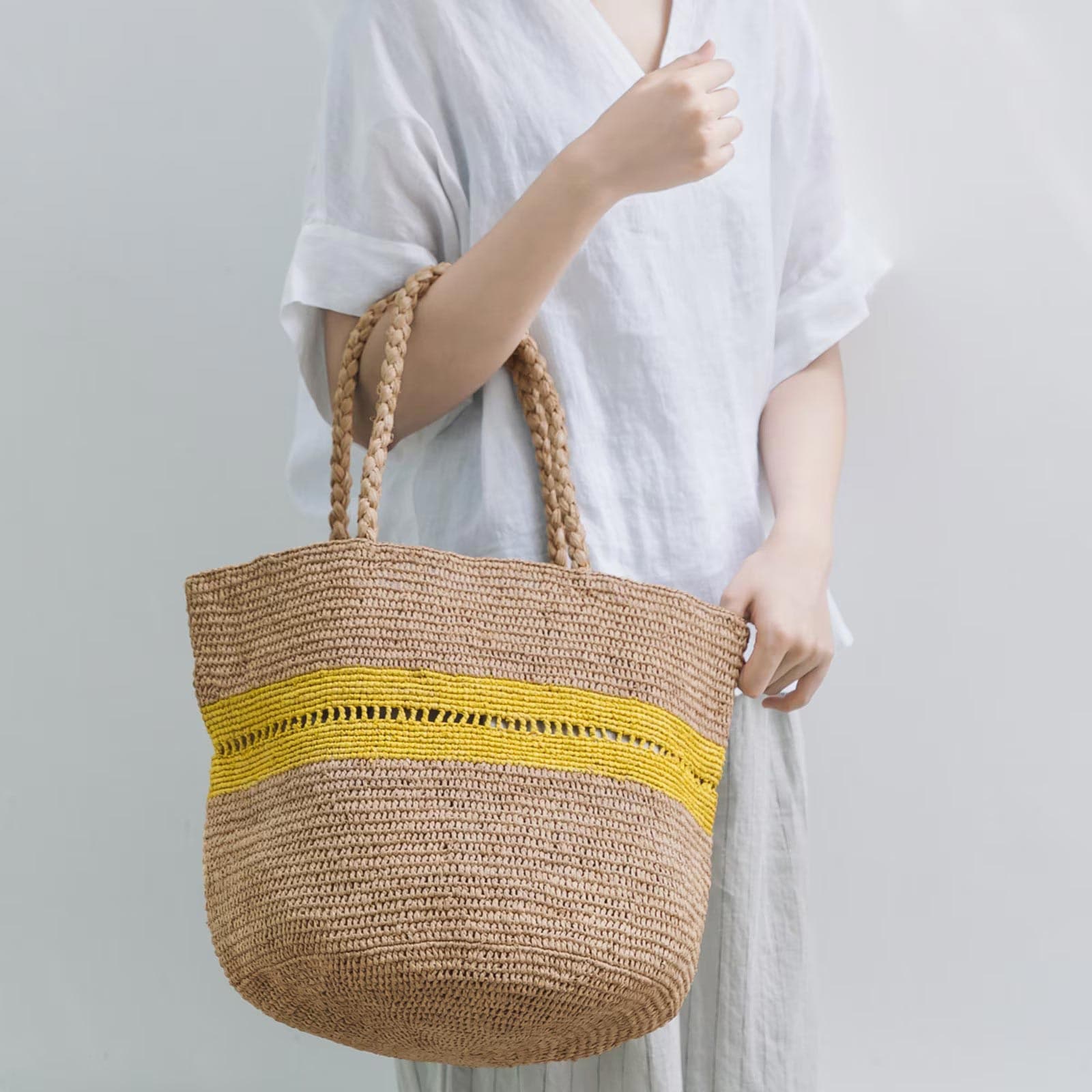 ALICE MM LACE ラフィアバッグ Tea & Yellow