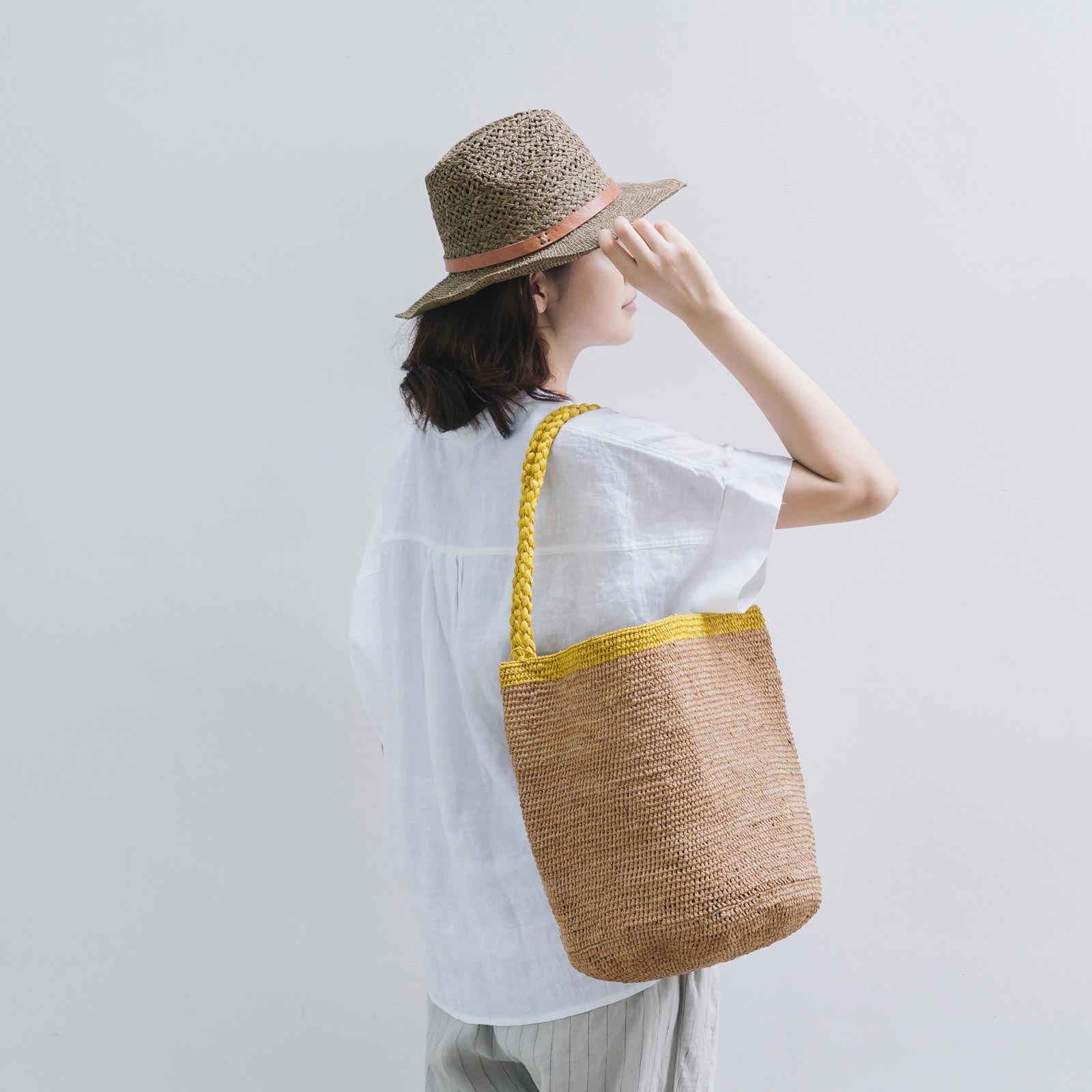 MOUMOUNE ラフィアバッグ Tea & Yellow
