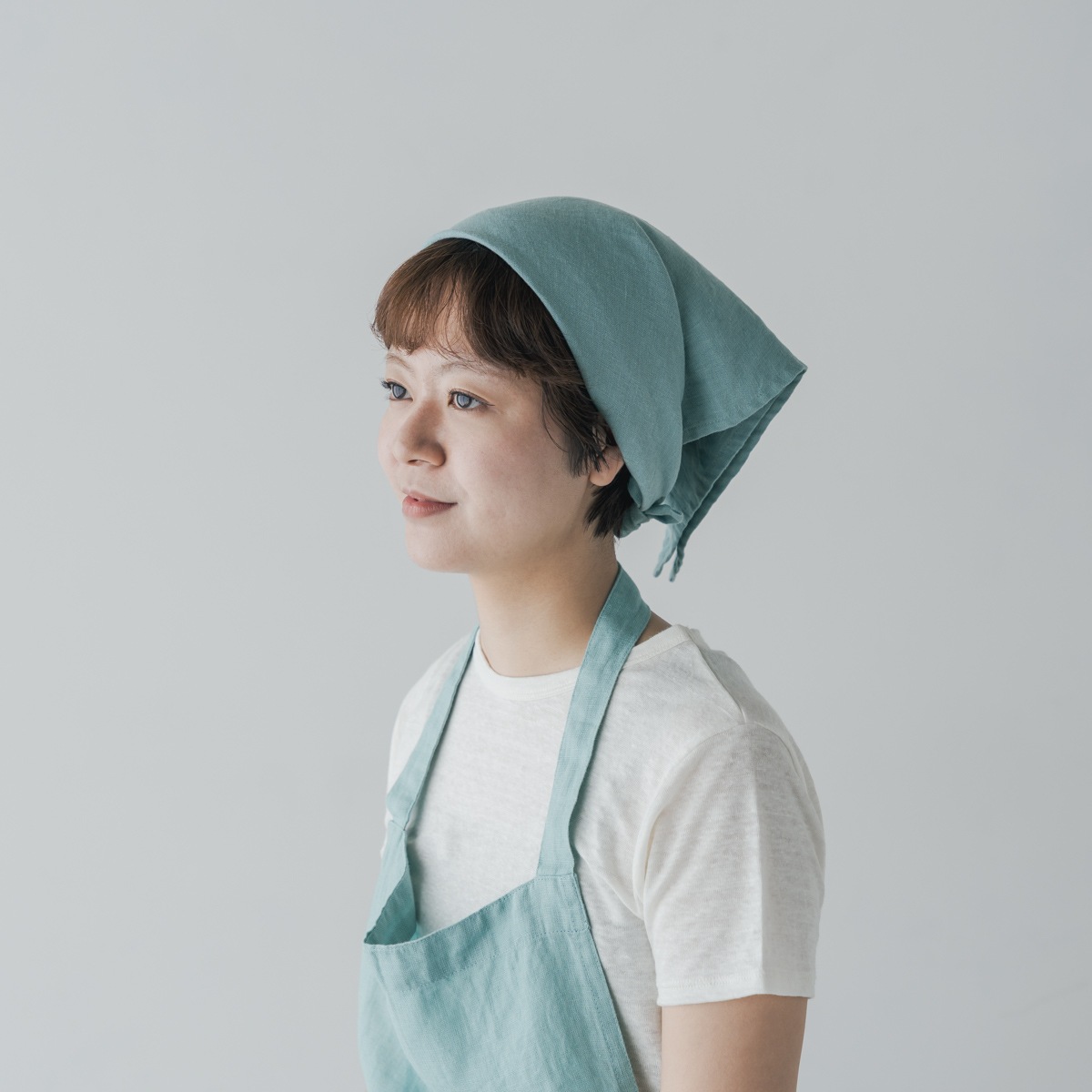 リネンマルチクロス　Bluepottery SONORO ブルーグリーン _ フリンジ マルチクロス リネン _ カーテン