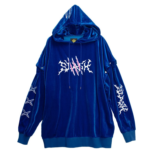 切り裂きスラッシュ2wayベロアパーカー【BLACK】｜LISTEN FLAVOR