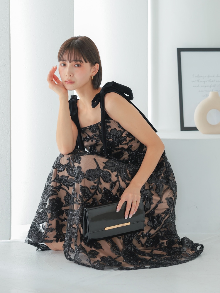 エレガントなパーティードレス 黒とベージュ パーティードレス・結婚式ワンピースの通販｜CLASSY AND FABULOUS