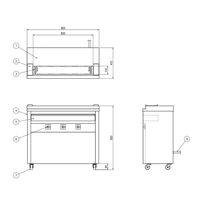 電気グリラー スタンド型 厨房機器 焼物 3P-208K - 1