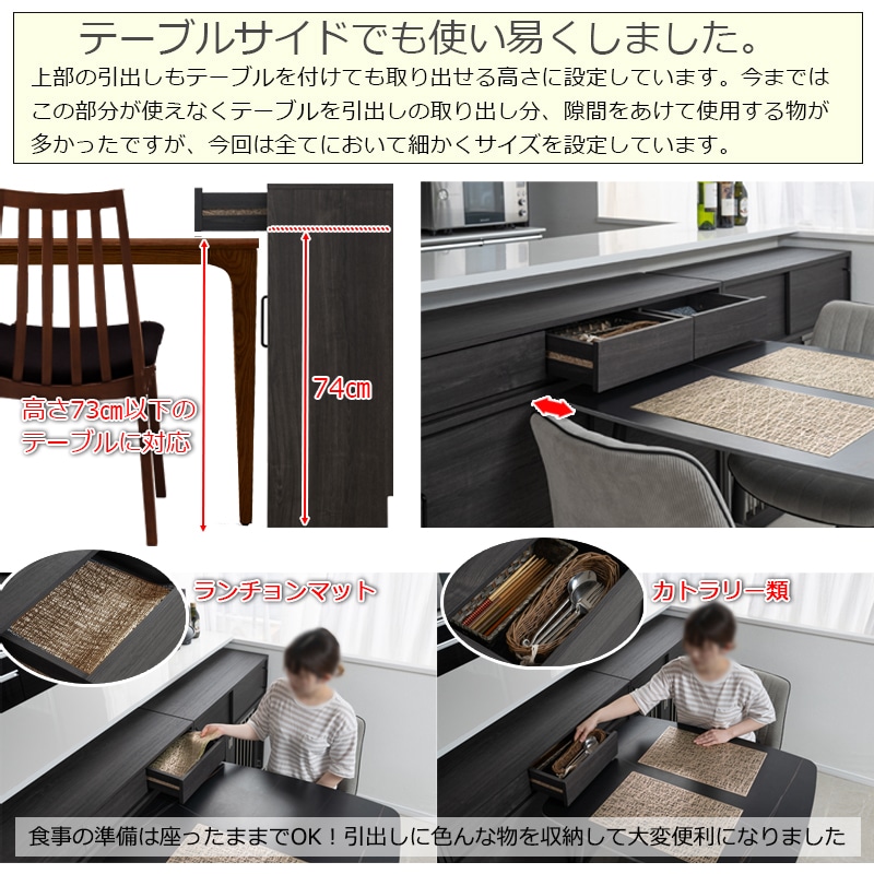 カウンター下収納 引き戸 キャビネット 幅110cm 食器棚 fy-0177（商品