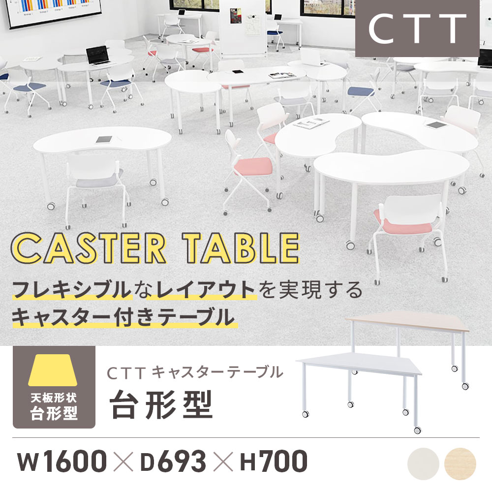会議テーブル ワークテーブル 幅1600×奥行693×高さ700mm 台形