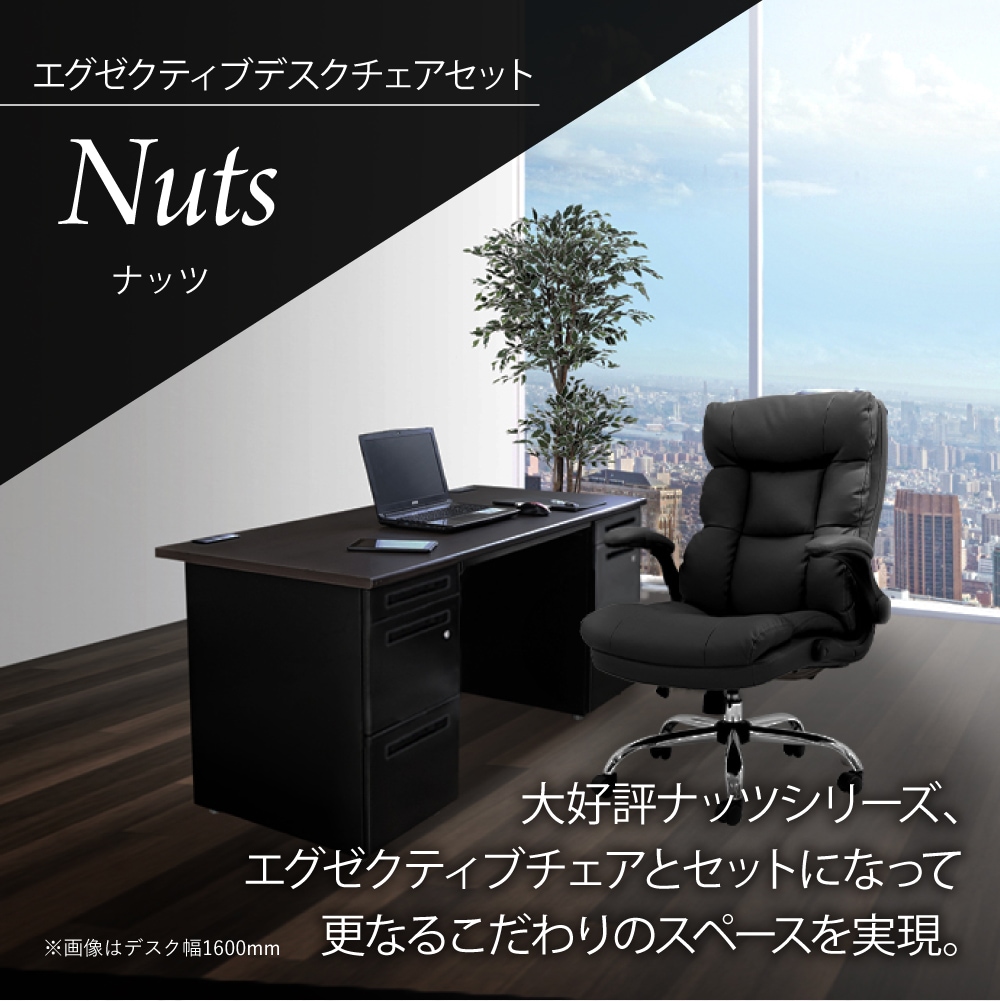 エグゼクティブデスク セット 両袖 W1600 ブラック LRD-167BK-DYN-1
