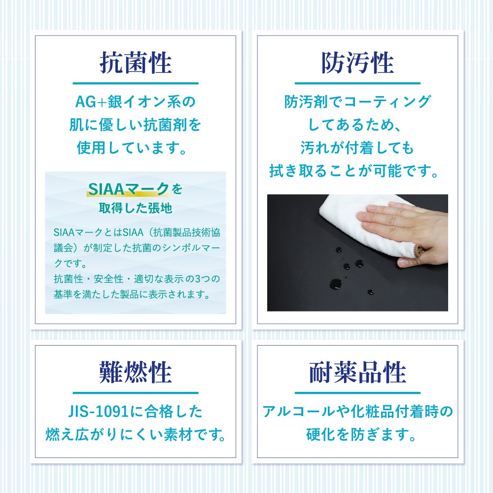 抗菌・耐アルコール・防汚性を備えた安心素材2
