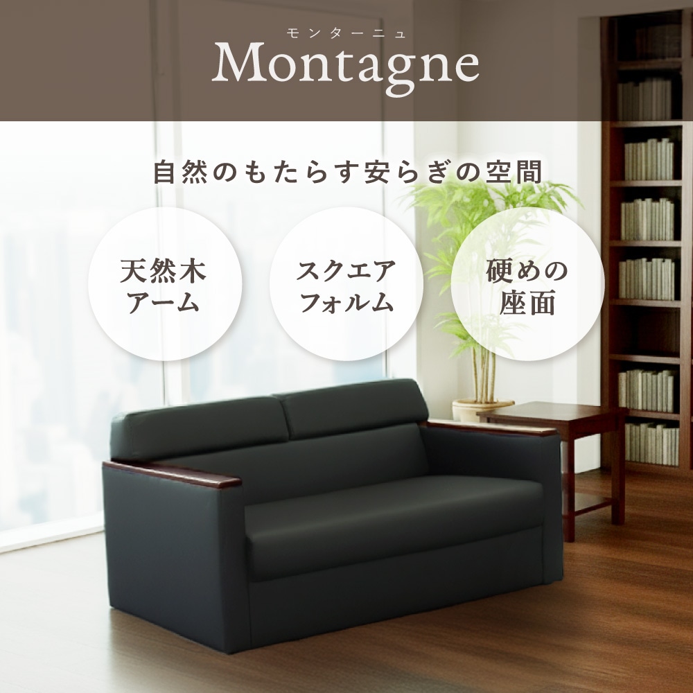 応接ソファ 2人用 幅1485×奥行765×高さ760(座面高410)mm KPQ-2-2（商品