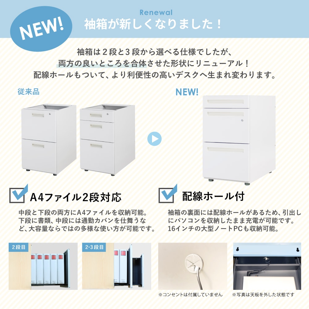 デスクチェアセット 片袖机 幅1000mm 3段袖 LKD-107-S1（商品番号：lkd