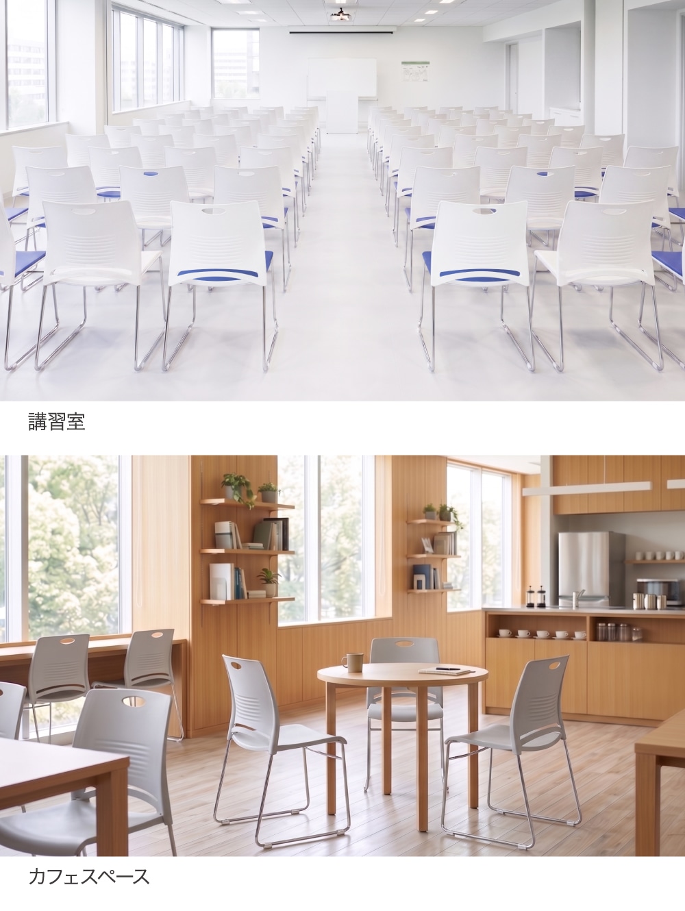 講習室でも、カフェスペースでも