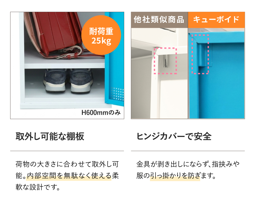 倉庫受取限定】 ロッカー ボックス 1人用 鍵付き 高さ600mm CUB-3560
