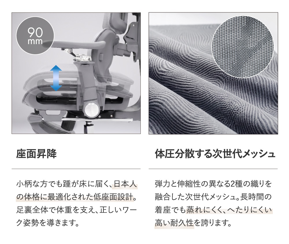 オフィスチェア メッシュ ハイバック 肘付き 可動肘 DX-2（商品番号