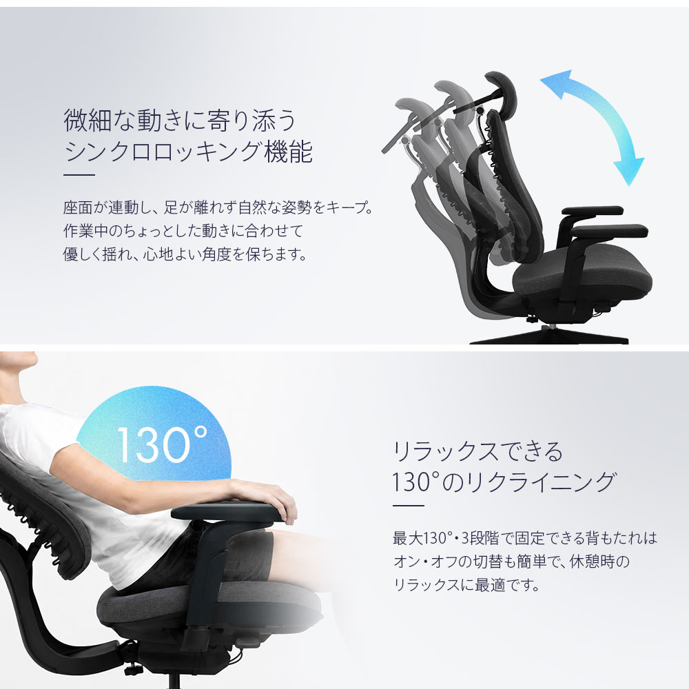 ワンダーフィットチェア オフィスチェア 撥水ファブリック 肘付き
