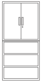 両開き＋オープン書庫セット