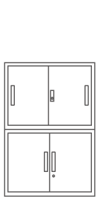 引戸2段＋両開き書庫2段セット