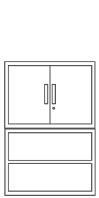 両開き2段＋オープン書庫2段セット