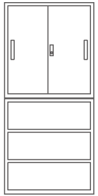 引戸3段＋オープン書庫3段セット