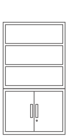 オープン3段＋両開き書庫2段セット