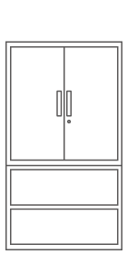 両開き3段＋オープン書庫2段セット