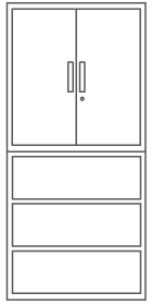 両開き3段＋オープン書庫3段セット