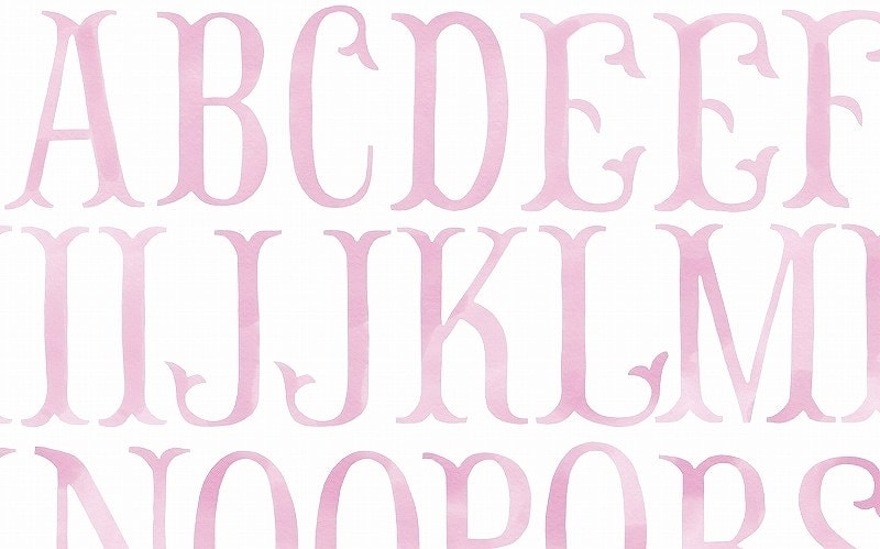 フィッシュテイルイニシャル ピンクM転写紙