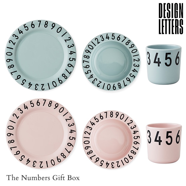 Design Letters デザインレターズ The Numbers Gift Box メラミン食器 セット 子供 こども コップ 皿 深皿 おしゃれ 北欧 食洗機対応 ギフト プレゼント 食器 アイラブベビー
