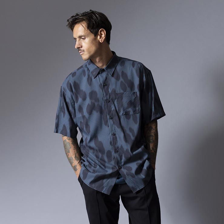 ROARK ロアーク 半袖シャツ メンズ シャツ ナイロンシャツ ストレッチ
