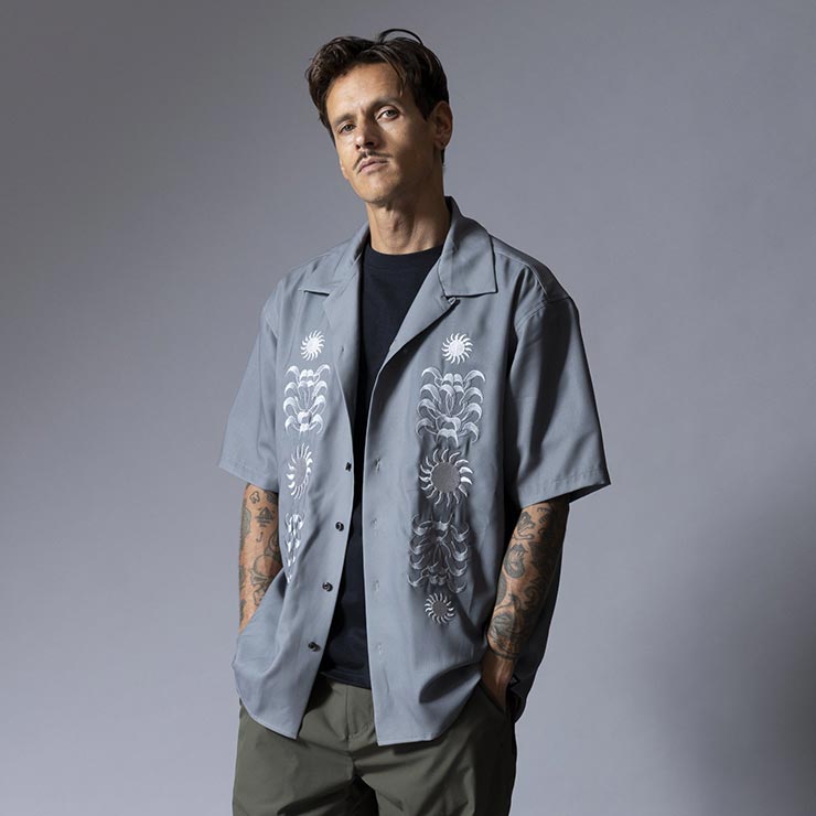 ROARK ロアーク 半袖シャツ メンズ シャツ 総柄シャツ 刺繍シャツ