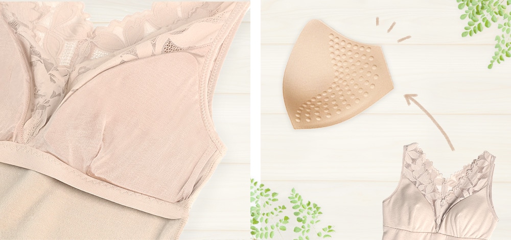 ルルルシルク 締め付けない、ノンワイヤー カップは取り外し可能