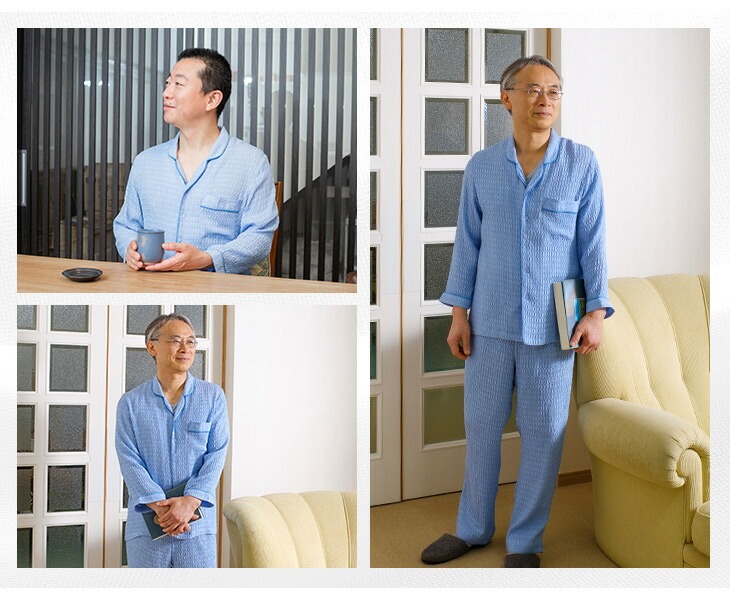 シルク　男女兼用シルクワッフルパジャマ