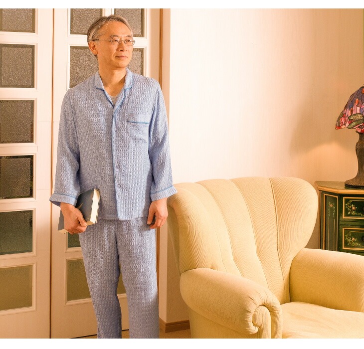 シルク　男女兼用シルクワッフルパジャマ