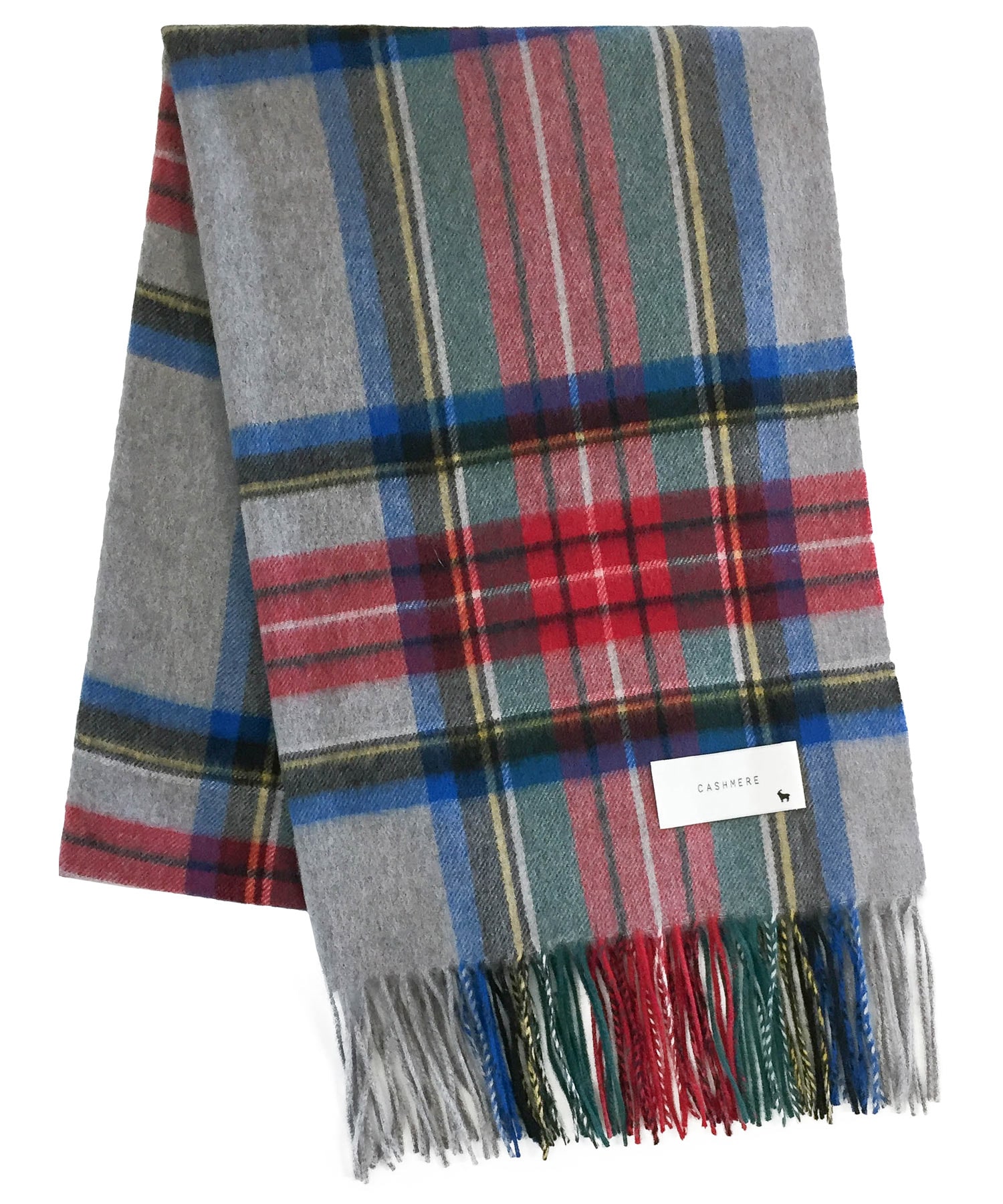 再入荷 カシミヤストール チェックグレー