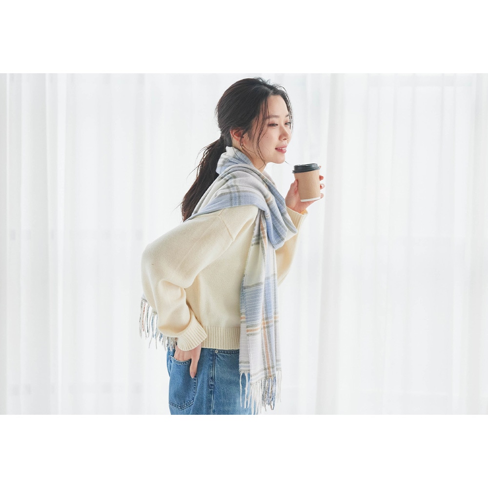 SALE】カシミヤタッチマドラスチェック柄ストール 60cm×200cm【公式WEB