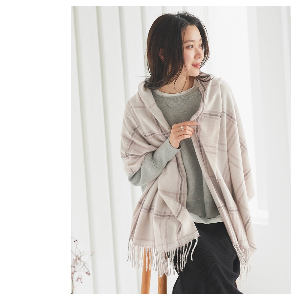 カシミヤタッチマドラスチェック柄ストール 60cm×200cm【公式WEB限定