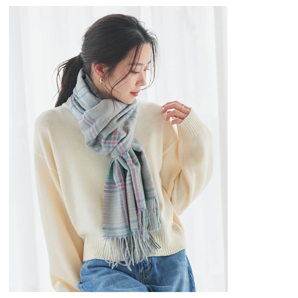 SALE】カシミヤタッチマドラスチェック柄ストール 60cm×200cm【公式WEB