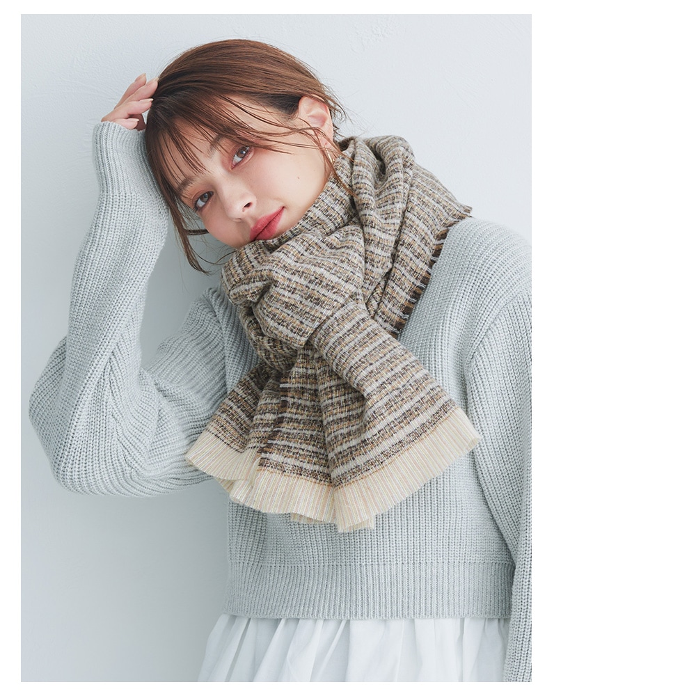 2025新作】ラメ入りツィード調ストール 65cm×201cm【公式WEB限定価格