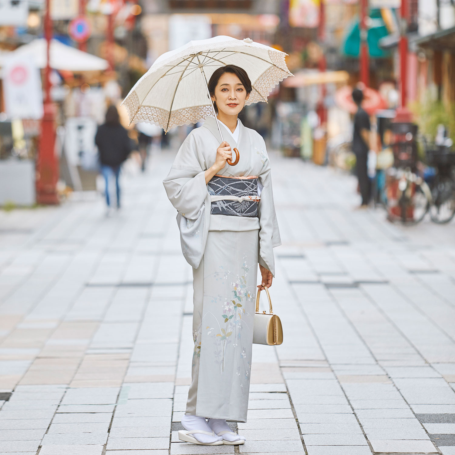 麻×レース-ショート-1705-ベージュ　イメージ