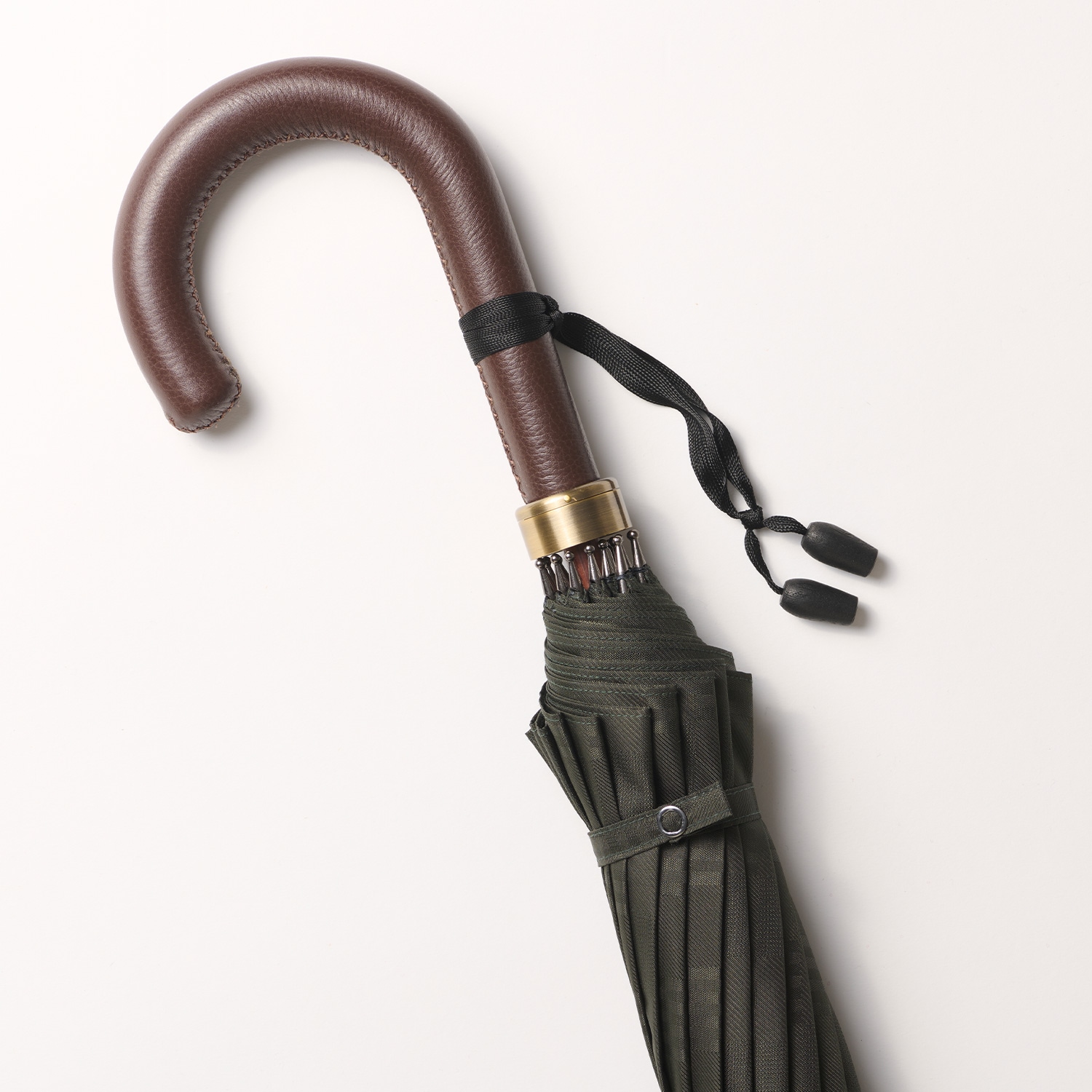 【メンズ雨傘】チェス-ロング-カーボン-モスグリーン イメージ