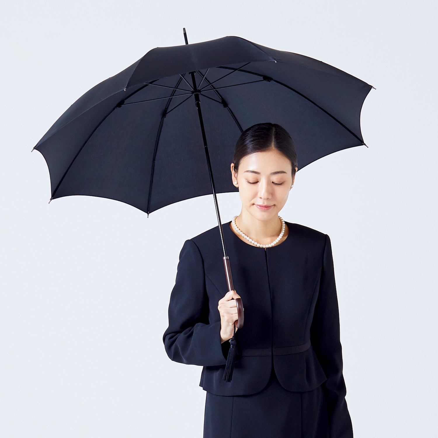 【レディース雨傘】トラッド-08-ブラックフォーマル イメージ